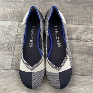 Rothy’s The Flat Cap Toe Black White Checkered Plaid Flats